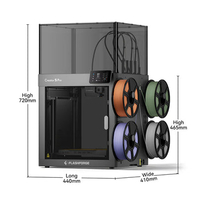 Flashforge Creator 5 Pro 4-Toolheads Enclosed Multi-Color 3D Printer | 500% Faster, Zero Purge Waste