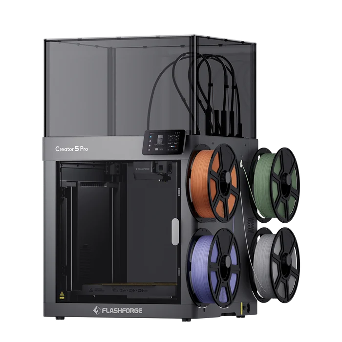 Flashforge Creator 5 Pro 4-Toolheads Enclosed Multi-Color 3D Printer | 500% Faster, Zero Purge Waste