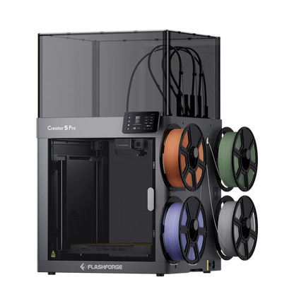 Flashforge Creator 5 Pro 4-Toolheads Enclosed Multi-Color 3D Printer | 500% Faster, Zero Purge Waste