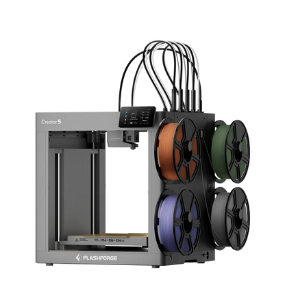 Flashforge Creator 5 4-Toolheads Multi-Color 3D Printer | 500% Faster, Zero Purge Waste