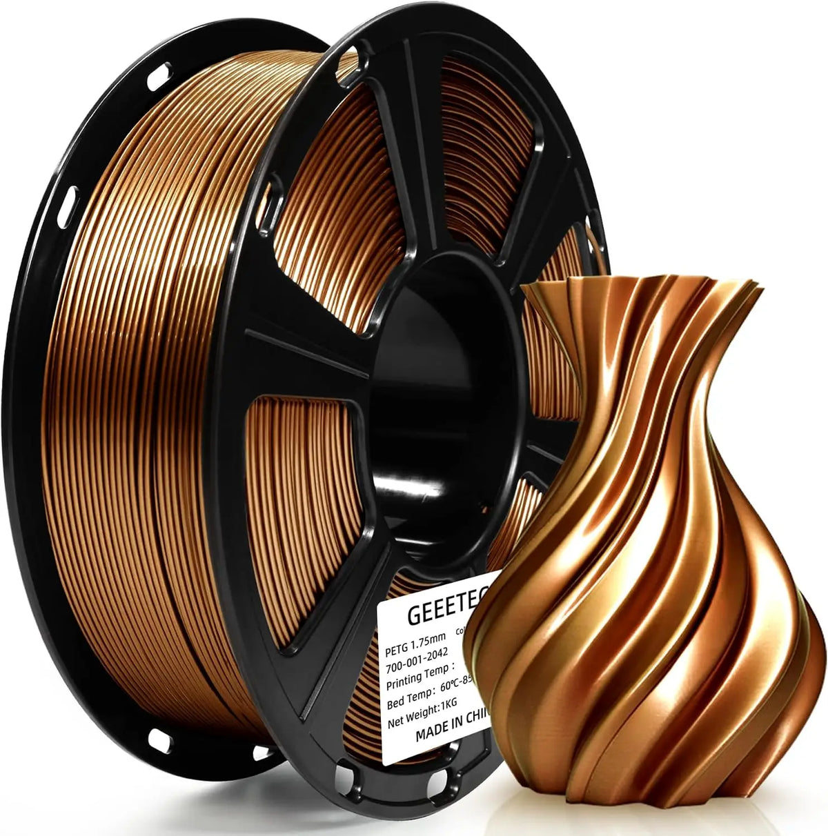 Geeetech Metal PETG Filament Consumable 1.75mm, Plastic Monofilament Spool for FDM 3D Printers, Shiny Metallic Finish Print Mate