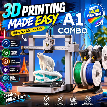 A1 Combo Fully Automatic Industrial-Grade 3D High-Speed Multicolor FDM PLA 3D Printer with Leveling Function, New