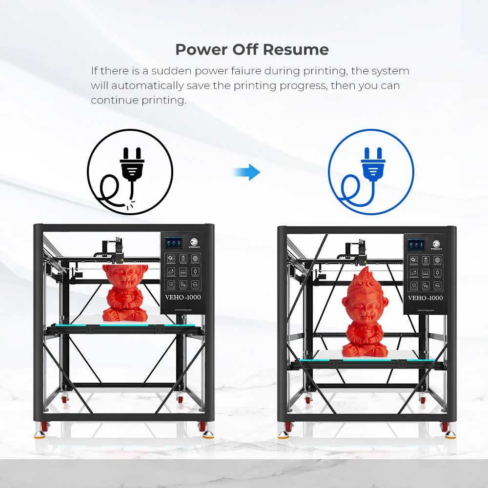 TRONXY VEHO 1000 FDM 3D Printer 1000*1000*1000mm Large Printing Size Direct Drive Auto-Leveling Dual-axis Guide DIY 3D Printer