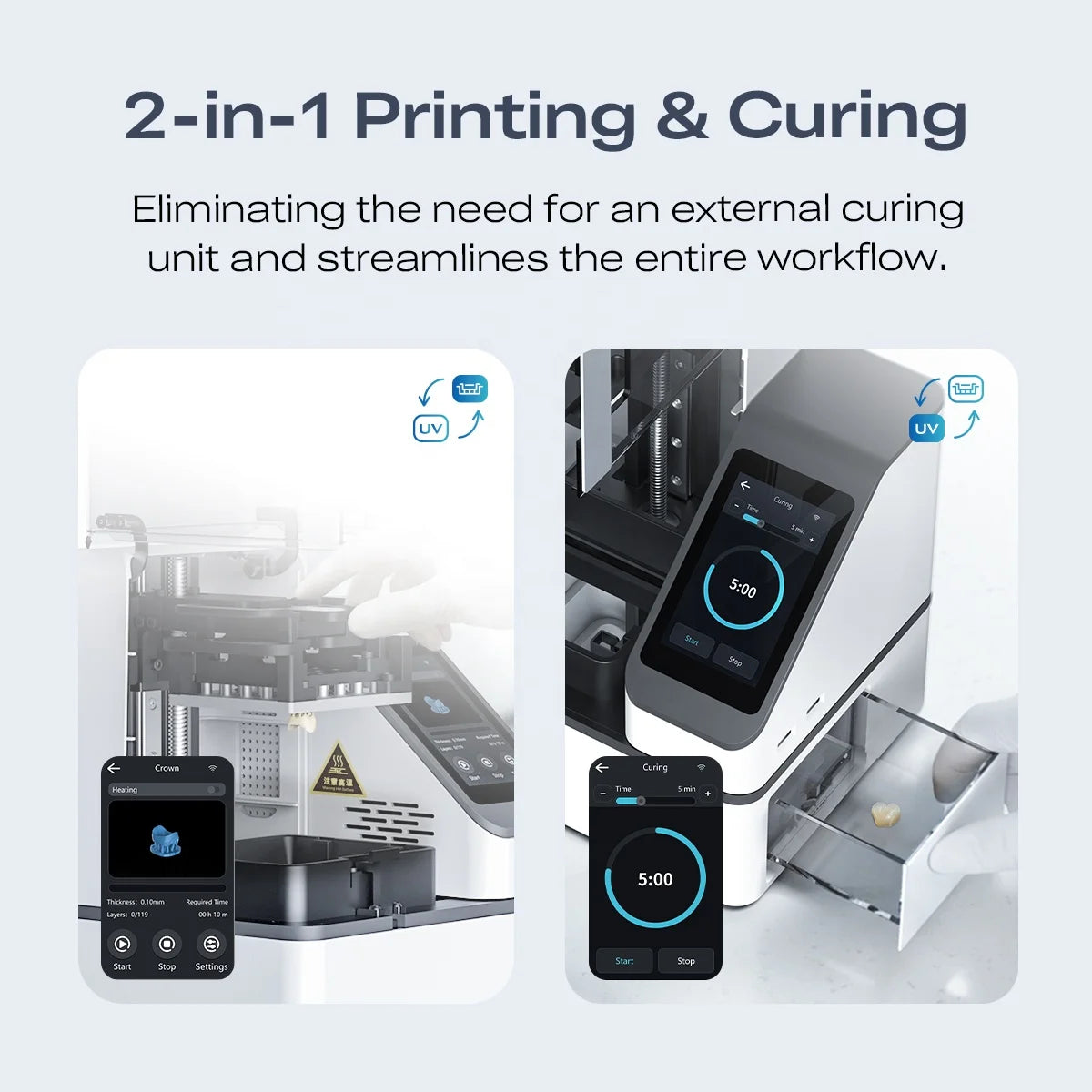 Mini High Accuracy Dental 3d Printer Delivering High Resolution And Excellent Detail 2 In 1 Printing & Curing