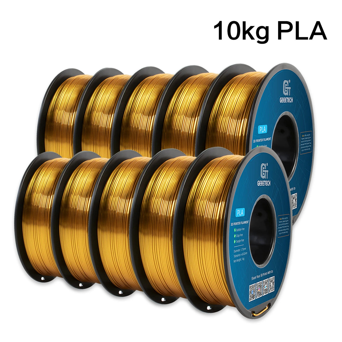 GEEETECH 10Kg 3d Silk PLA Filament 1.75mm Spool Wire For 3D Printer Material, Safety, Vacuum Packaging