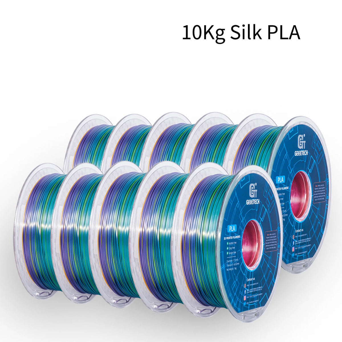 GEEETECH 10Kg 3d Silk PLA Filament 1.75mm Spool Wire For 3D Printer Material, Safety, Vacuum Packaging