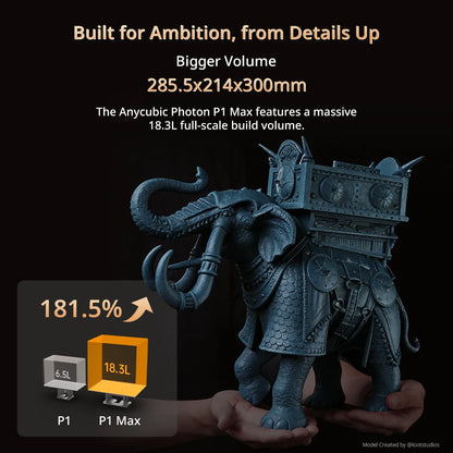 ANYCUBIC Photon P1 Max 12K Mono LCD 3D Printer Full-Scale 18.3L Print Volume Intelligent Printing Assistant UV Resin 3D Printer