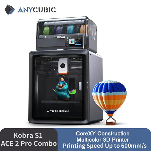 Anycubic Kobra S1 ACE 2 Pro Combo Multi-Color 3D Printer Up to 600mm/s PrintSpeed Auto Leveling CoreXY Structure Direct Extruder