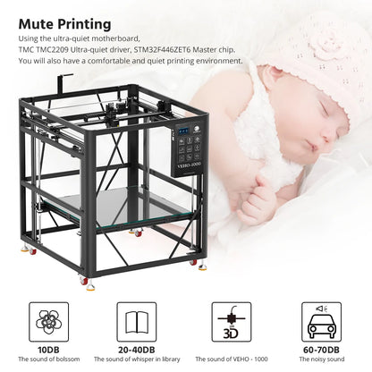 TRONXY VEHO 1000 FDM 3D Printer 1000*1000*1000mm Large Printing Size Direct Drive Auto-Leveling Dual-axis Guide DIY 3D Printer