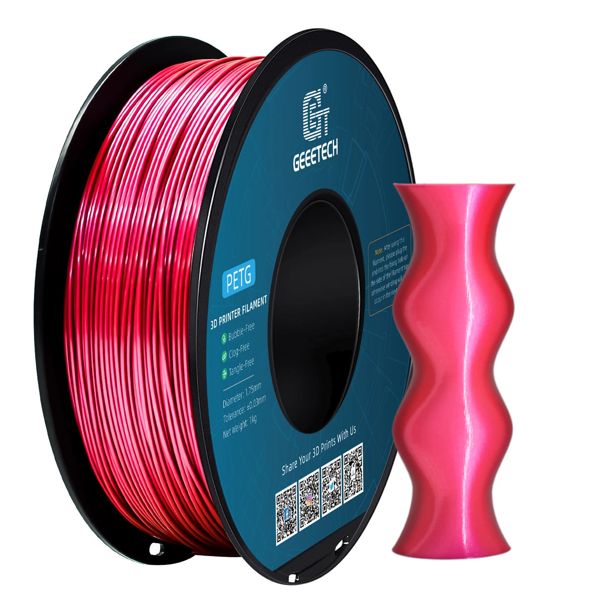 Geeetech Metal PETG Filament Consumable 1.75mm, Plastic Monofilament Spool for FDM 3D Printers, Shiny Metallic Finish Print Mate