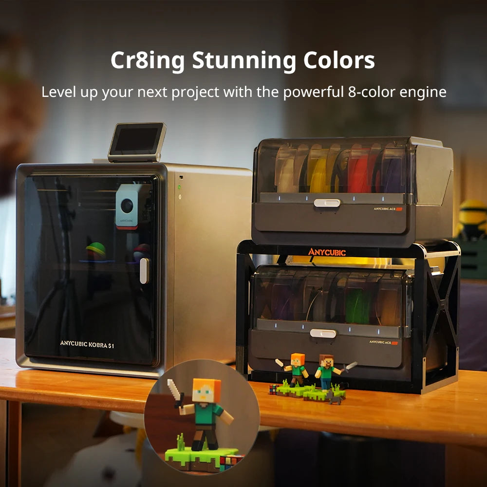 Anycubic Kobra S1 ACE 2 Pro Combo Multi-Color 3D Printer Up to 600mm/s PrintSpeed Auto Leveling CoreXY Structure Direct Extruder